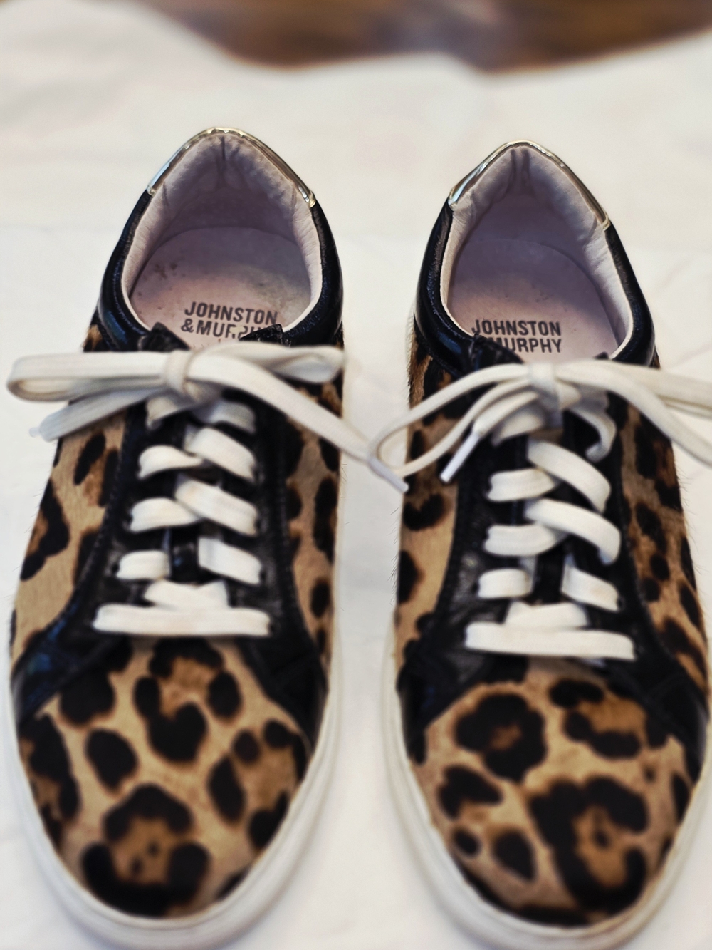 Johnston & Murphy Leopard-Print Low-Top Sneakers in Brown, Black & White